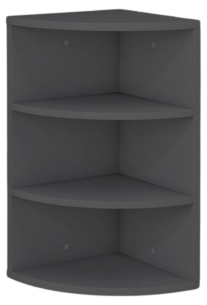 Coemo Eckregal Corner 60 aus Holz 3 Etagen Anthrazit Produktbild 