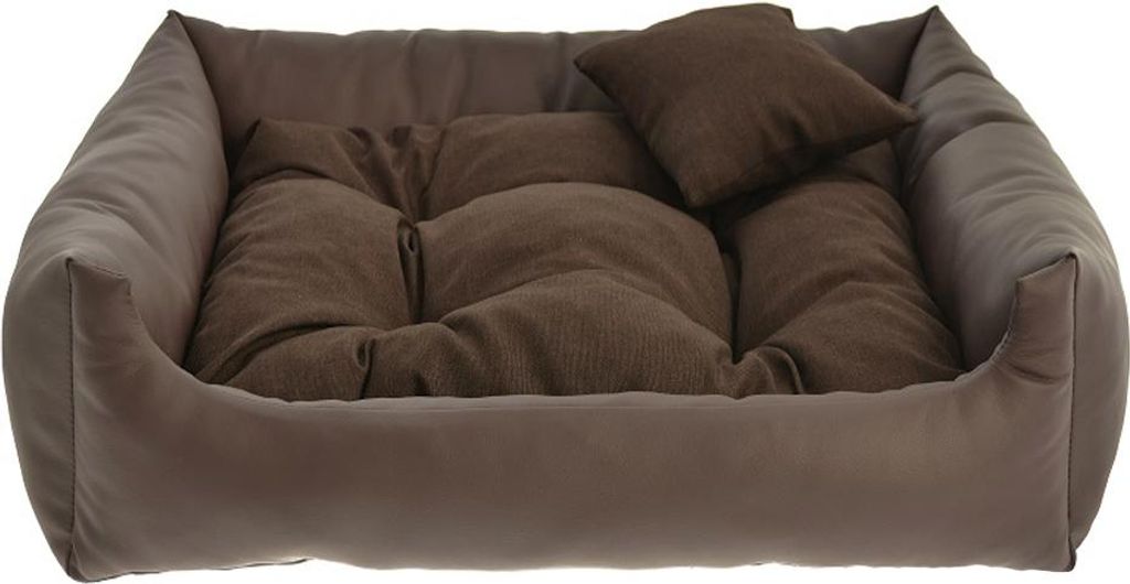 Hundebett Kunstleder Braun XXXL 130x110 cm Hundekissen Hundesofa Katzenbett Hundekorb Bett Katzensofa Mayaadi Home