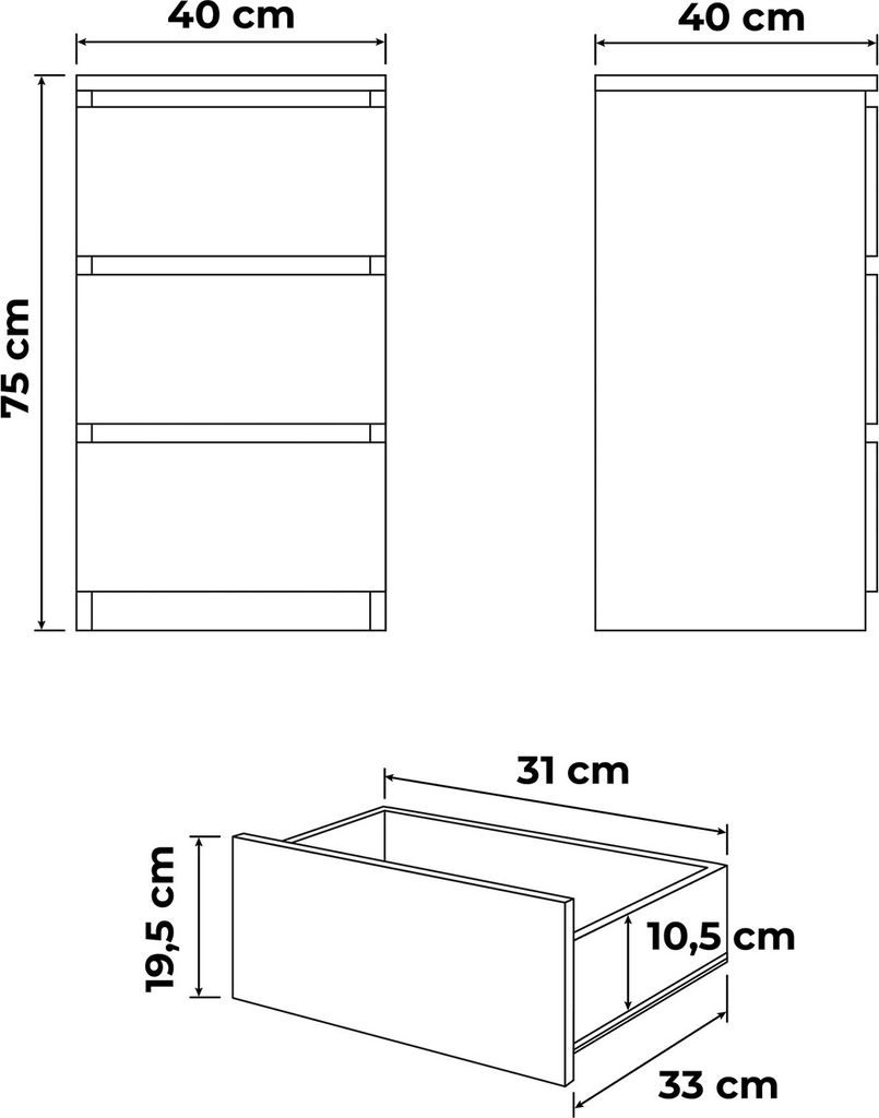 Komoda 40 cm bia a 3 szuflady kredens kaufland pl