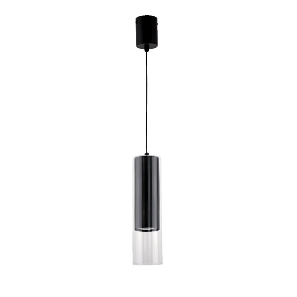 Suspension fine 150cm en verre transparent et noir 1xGU10 50W Manacor
