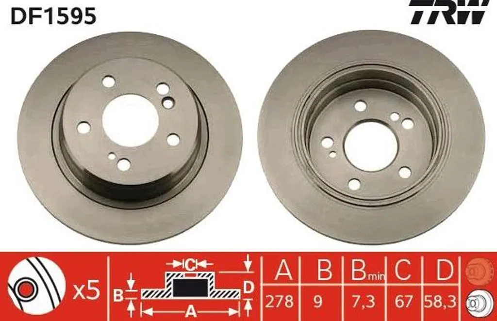 Disque de frein TRW DF1595 pour Entretien Mercedes SL et Sécurité