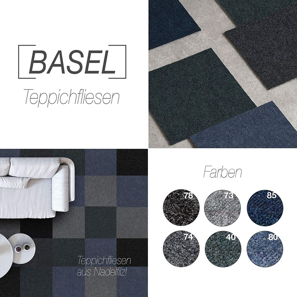Kobercové dlaždice Basel samopokládací 50 x 50 cm tmavě Obrázek produktu 6