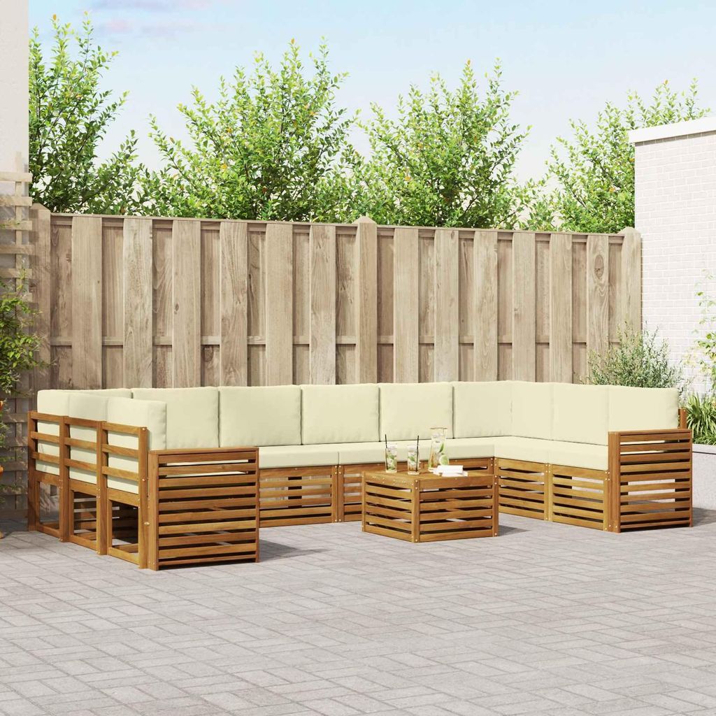 "Neues Produkt" Sofagarnituren - CLORIS - Terrassen-Sofa - 11 pcs - Natur und Creme Massivholz Akazie - Modern Gartensofas V2298