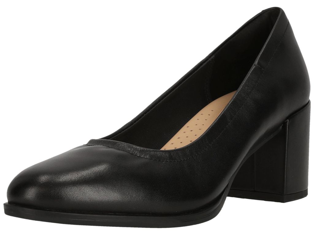 CLARKS Pumps Freva55 Court mit gepolstertem Fußbett 1216 Black Leather 38