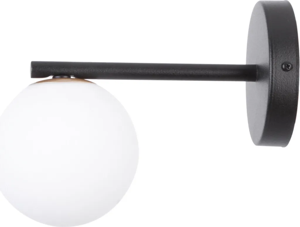 Applique minimaliste sphère blanche et métal noir Gama pour salon chic