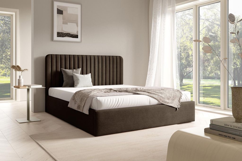 MEBLINI Briatore Polsterbett 180x200 mit Stauraum - Lattenrost und Bettkasten - Kopfteil Bett mit Stauraum - Doppelbett - Stauraumbett - Betten - 1...