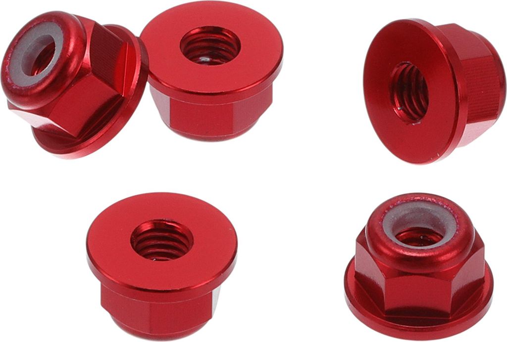 5 Stück M3 Auto-Flanschmuttern aus Aluminiumlegierung, Kunststoff-Gummiring Flachsechskant-Flanschmuttern Rutschfeste Flanschweinrot-Gummiring 4,5...