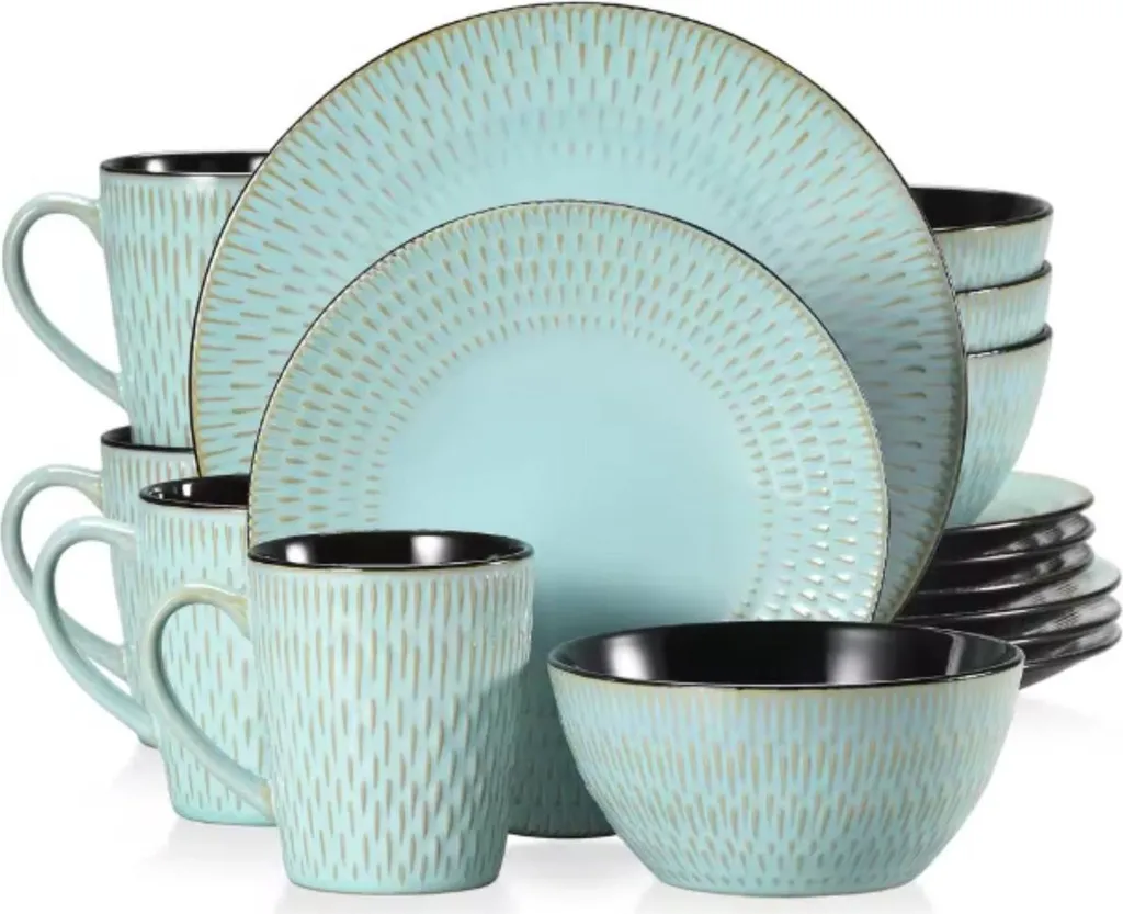 Set Piatti 16 Pezzi Bosgreen Ventina: Stile e Resistenza per Case Vacanze