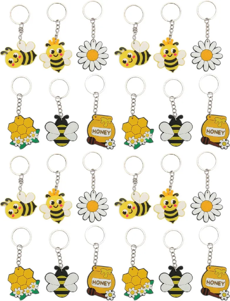Firulab Portachiavi Ape Felice | Portachiavi Ciondolo Ape,Portachiavi a Forma di Ape Portachiavi a Forma di Animale, Bomboniere per Feste di Compleanno a Tema Bee Day per Bambini