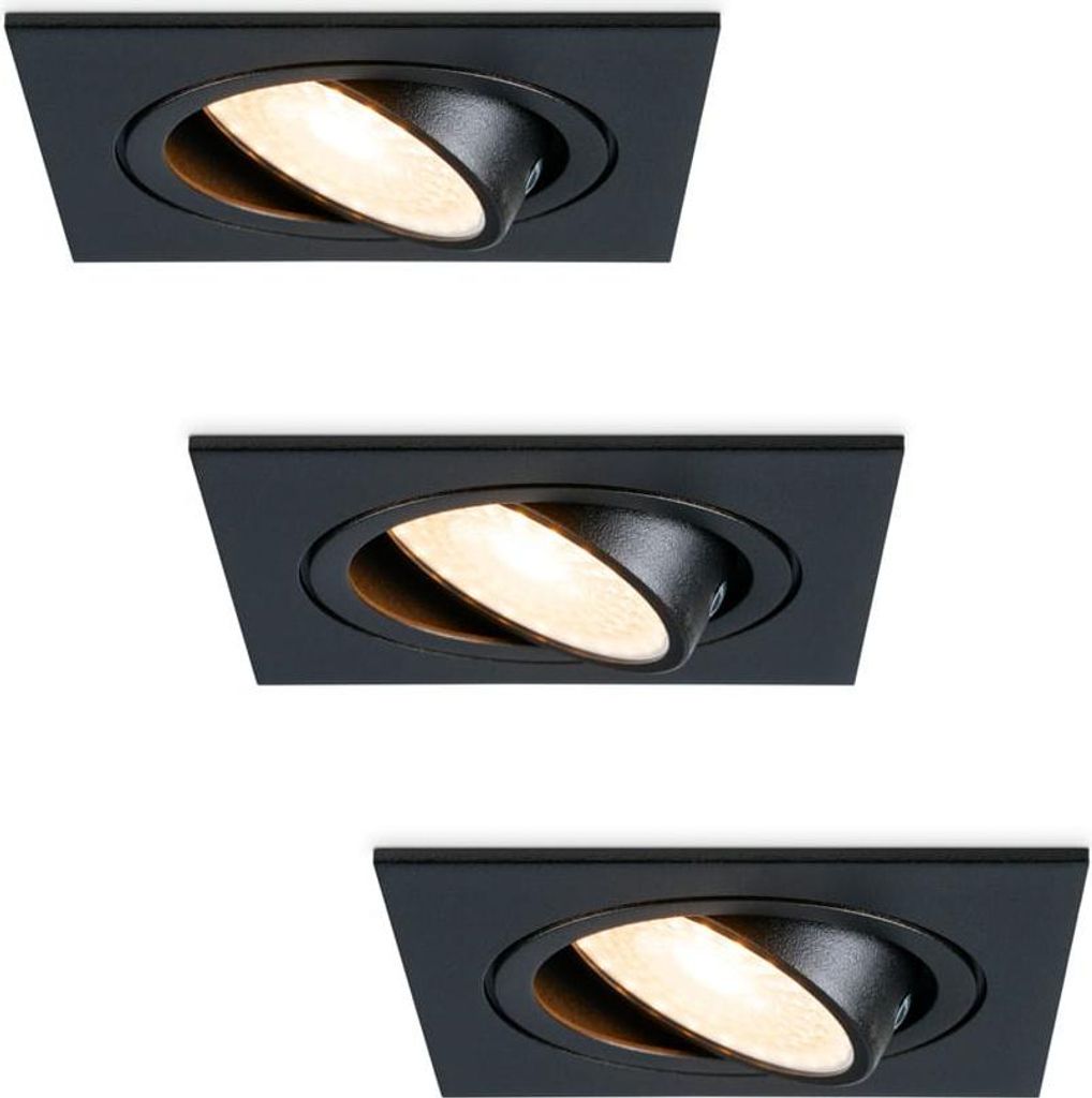 hoftronic LED Einbaustrahler 3x 4W 345 Lumen 2700K Schwarz Schwenkbar