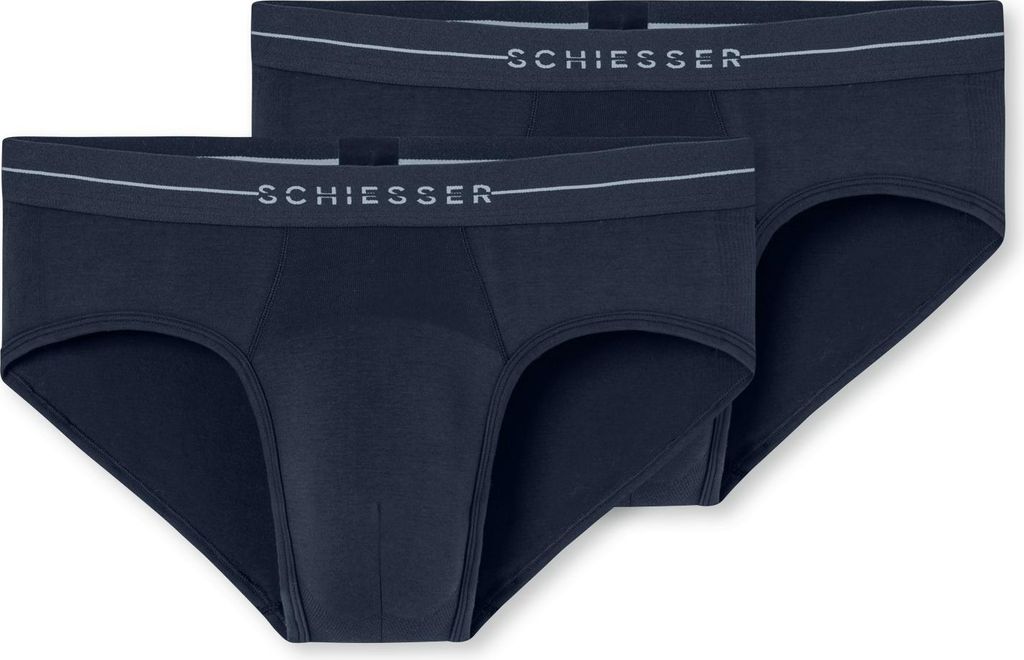 Schiesser 2er Pack Baumwolle Flex Rio Slip / Unterhose Mit Logo-Webgummibund, Perfekter Sitz, hoher Komfort, Elastisches Material