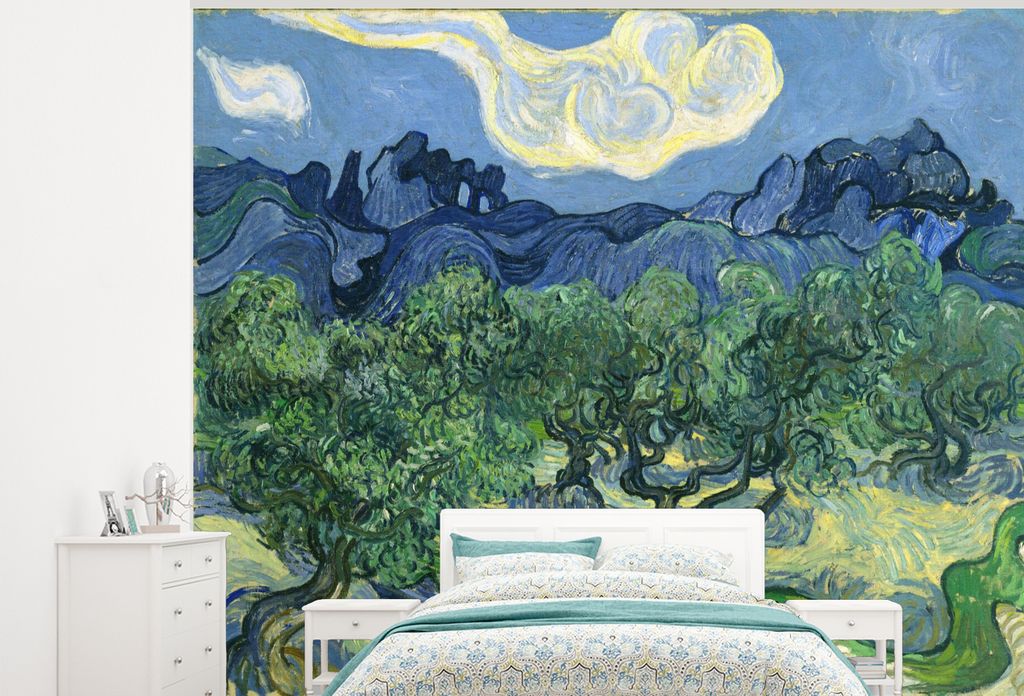 MuchoWow Fototapete für Wohnzimmer oder Schlafzimmer Wandtapete Vinyl Motivtapete Die Olivenbäume - Vincent van Gogh - 325x260 cm - Tapete