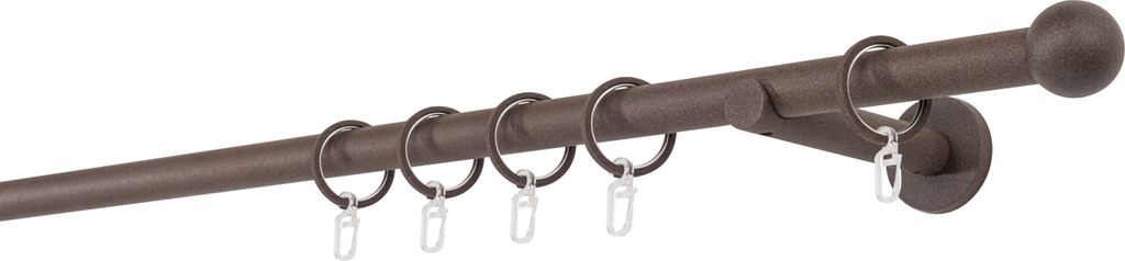 Gardinenstange auf Maß 20mm Ball 1-lauf Wandträger 12cm Farbe: Rost, Größe: 370cm