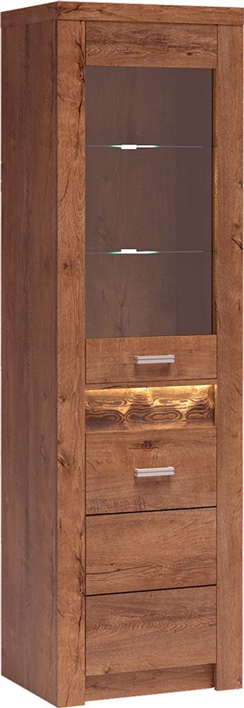 Vitrinenschrank modern in Esche hell mit LED Beleuchtung INGENIO-161