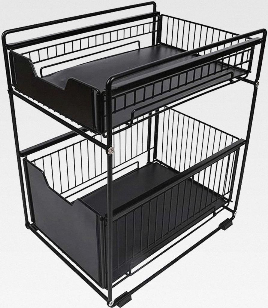 Spühlschrank Orginazer, Korb Unter der Spüle, Unterschrank Organizer, Spülschrankregal, 28,2 * 37,4 * 44cm, mit 2 Schubladen