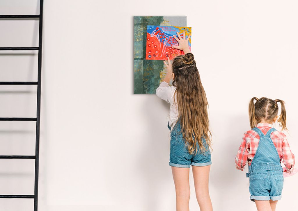 Magnetische Wandnotiztafel - Schwarzer Marker + Schwamm + Magnete - 40 x 60 cm - Dekoratives Muster