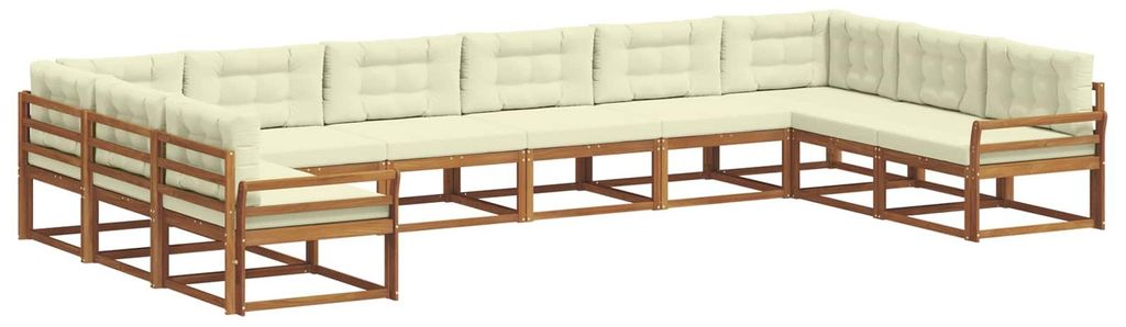 vidaXL Outdoor-Sofagarnitur mit Kissen 10 pcs Natur und Creme