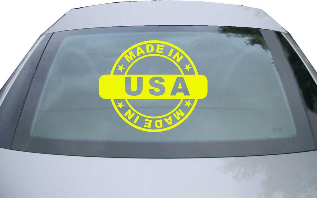 Indigos UG - Aufkleber Heckscheibe & Motorklappe DE2913 - neongelb - 600x507 mm - USA - Auto Scheiben Fenster Heckklappe Tuning Racing JDM - Die cut