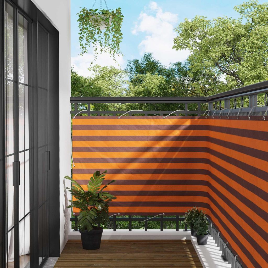 Balkonsichtschutz Orange und Braun 110 x 400 cm Oxford-Stoff