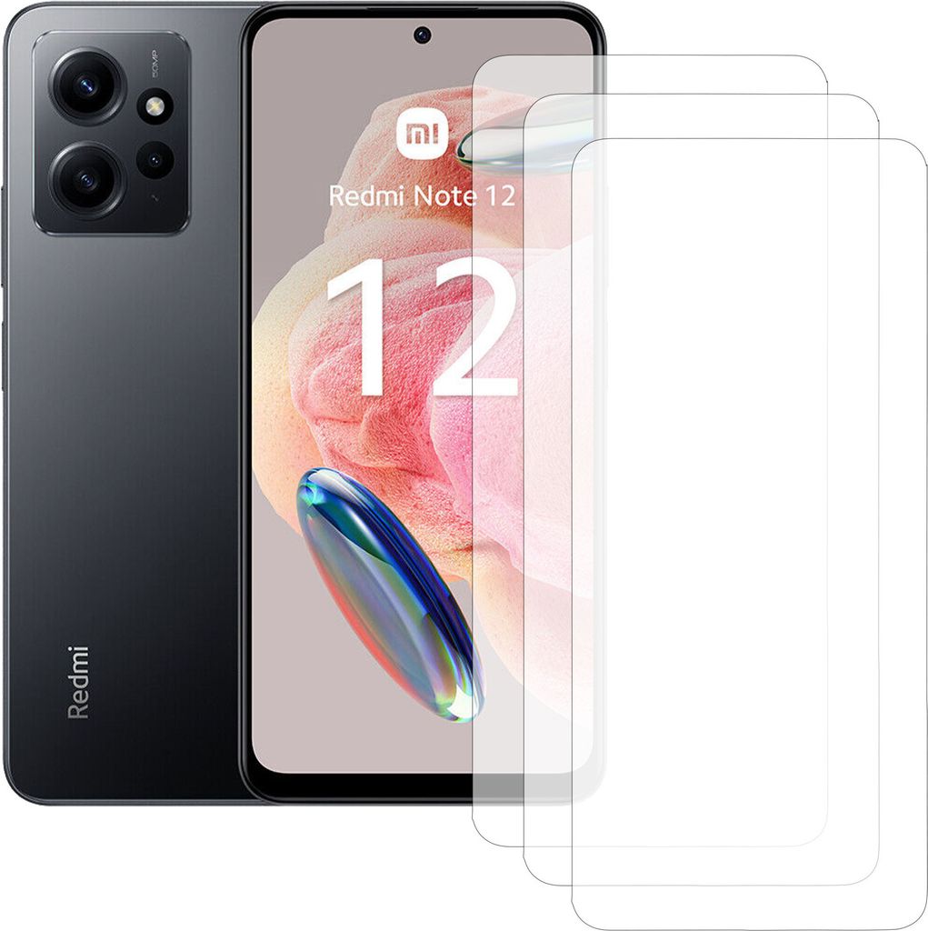 Drei Stück (3x) Display-Schutzfolie Displayschutz-Glas 9H Glas für Xiaomi Redmi Note 12 4G