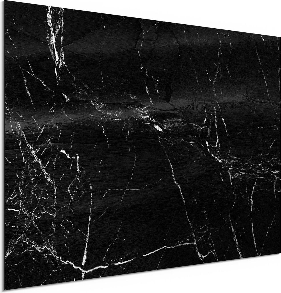 DEQORI Alu-Dibond Bild Silber 60x40 cm 'Marmoradern im Detail' Wandbild Metall dünn