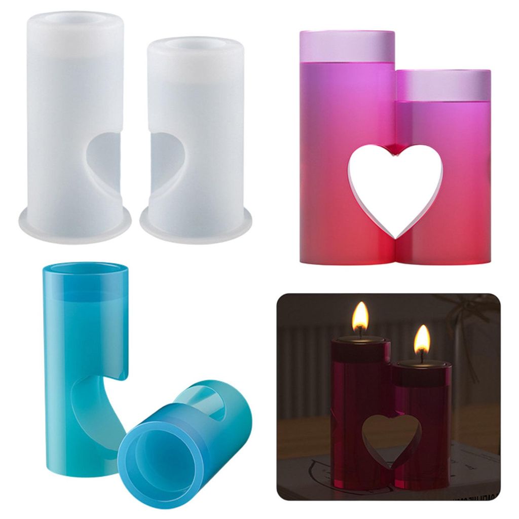 2 Stück Herz Silikonform Kerzenhalter, DIY Silikonformen Gießformen, Epoxidharz Formen