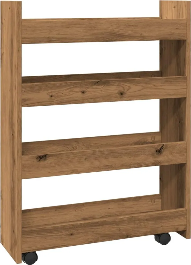 Scaffale con Ruote Slim 4 Ripiani Rovere vidaXL Carrello Stretto