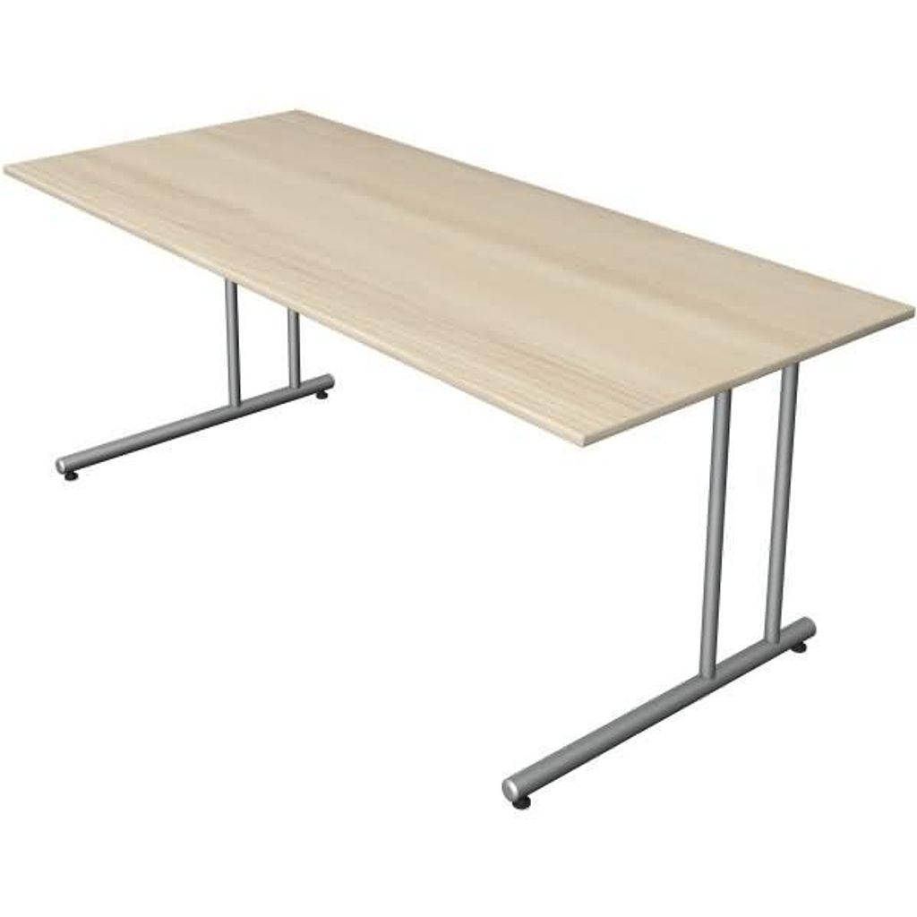 Kerkmann Schreibtisch START UP 180x80x75 cm C-Fuß-Gestell alusilber inkl. Kabelkanal verschiedene Nachbildung Ahorn