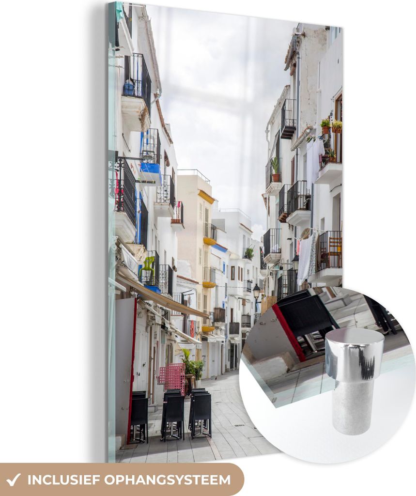 MuchoWow Glasbilder - Bilder auf Wandbild - Foto auf Glas Straße in Ibiza 60x90 cm Wanddekoration aus Glas - Acrylglasbild - Acrylbilder - Premium...