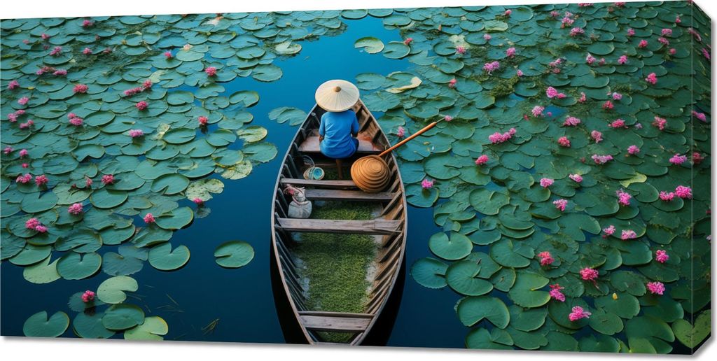 Bild 100x50cm Boot unter Wasserlilien