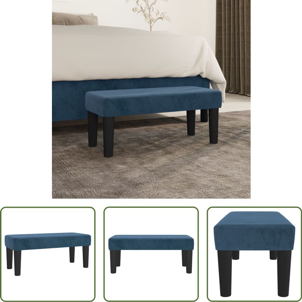 The Living Store Sitzbank Dunkelblau 70x30x30 cm Samt