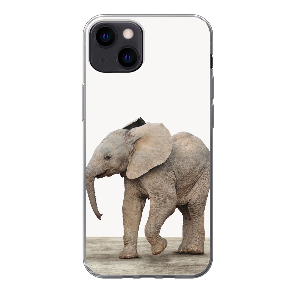 MuchoWow Handyhülle Schutzhülle Hülle für iPhone 13 Baby-Elefant - Tiere - Kinder - Mädchen - Jungen Silikon Softcase Handy Hülle - Karteni...