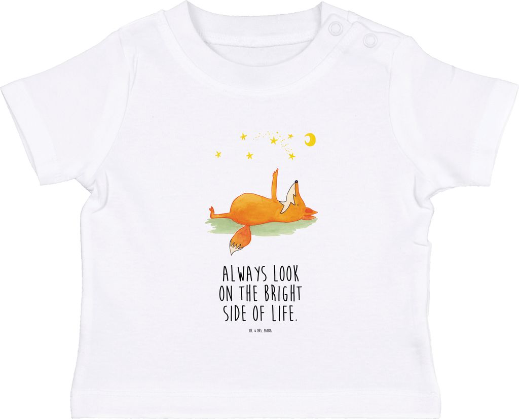Mr. & Mrs. Panda Babyshirt Fuchs Sterne 6. - 12. Monat - Weiß - Geschenk, Baby Top, Jerseyshirt, Kleinkind T-Shirt, Organic Shirt, , Optimistisch,...