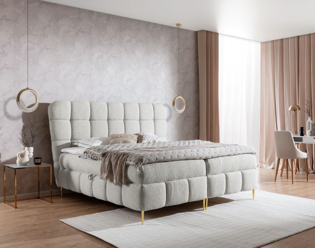 YOURHOUSE24 Boxspringbett LOLLY Hotelbett Mit Zwei Bettkasten Kontinentales Bett (Farbe: corbett 08, Größe: 120x200 cm)