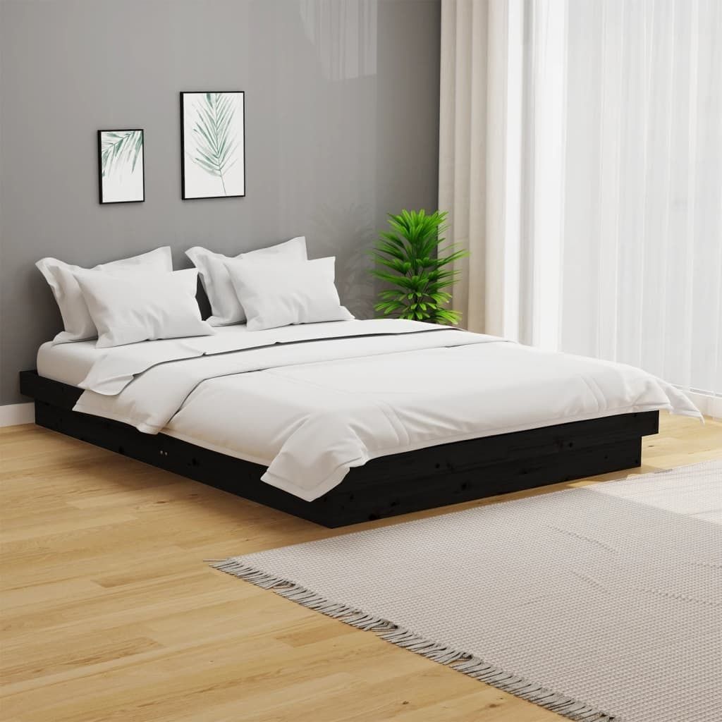 Maison Exclusive - Massivholzbett Schwarz 140x190 cm