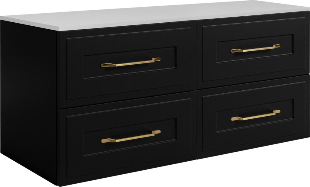 RODAN | Badschrank Hängend - 160 cm - Schwarz, Weiß - MDF - mit 4 Schubladen - Modern
