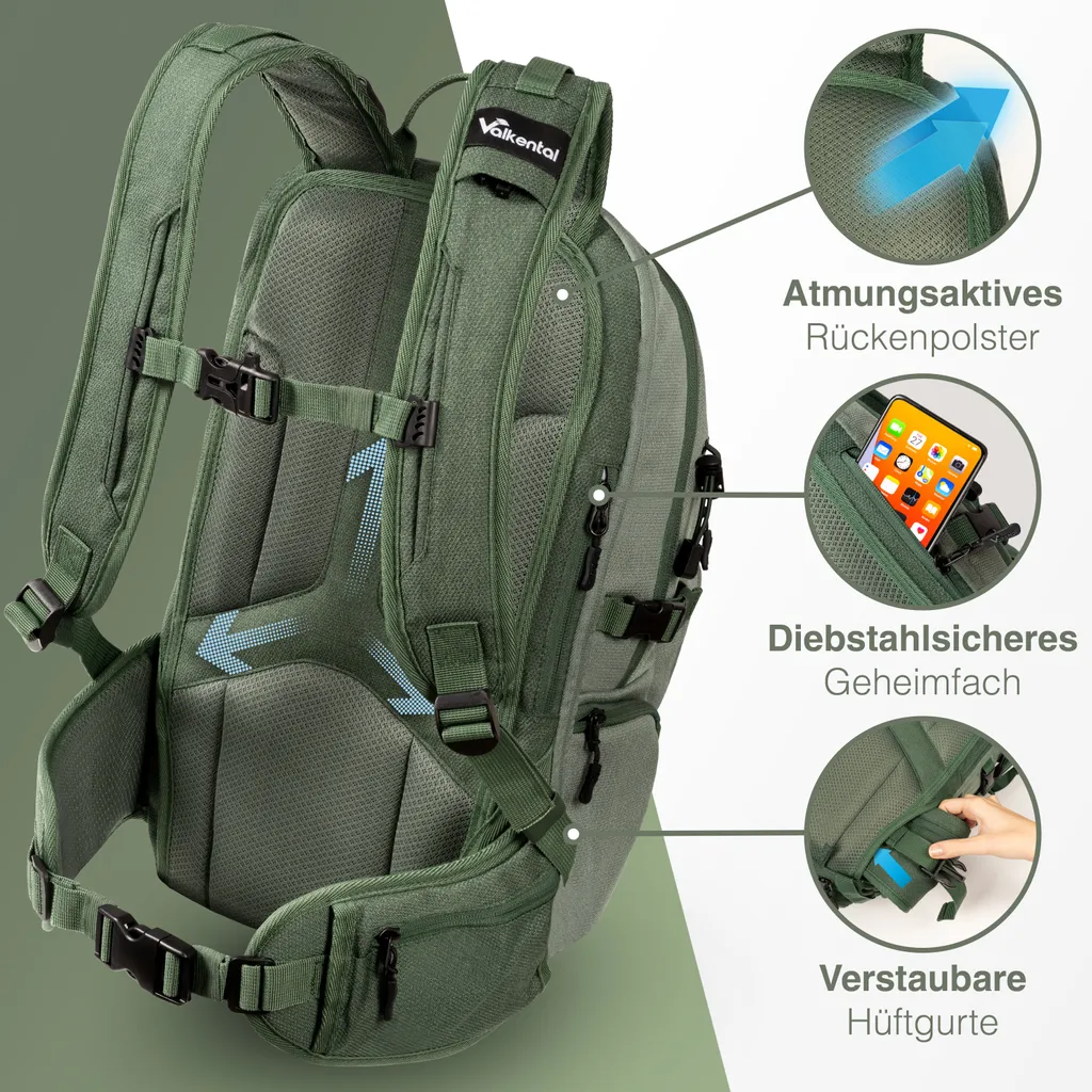 Sac à dos de randonnée polyvalent Valkental Explorer V22 Vert