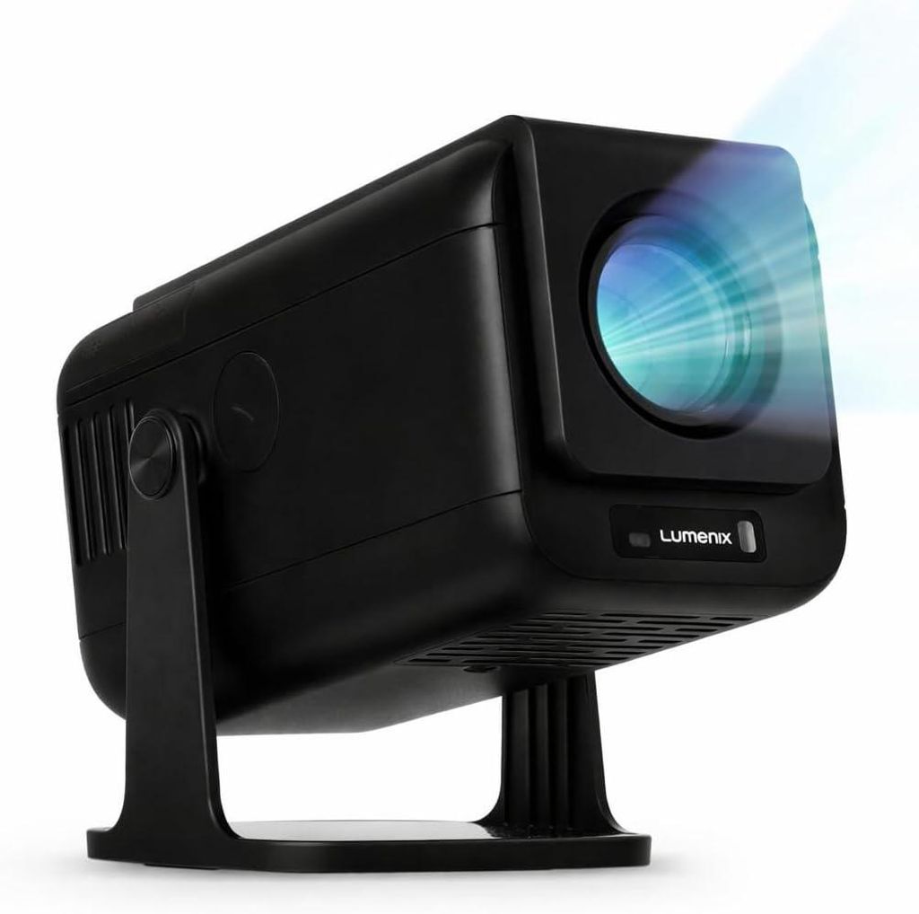 Lumenix Neo Mini-Beamer, Full HD Smart Projektor mit Android 13, Schwarz