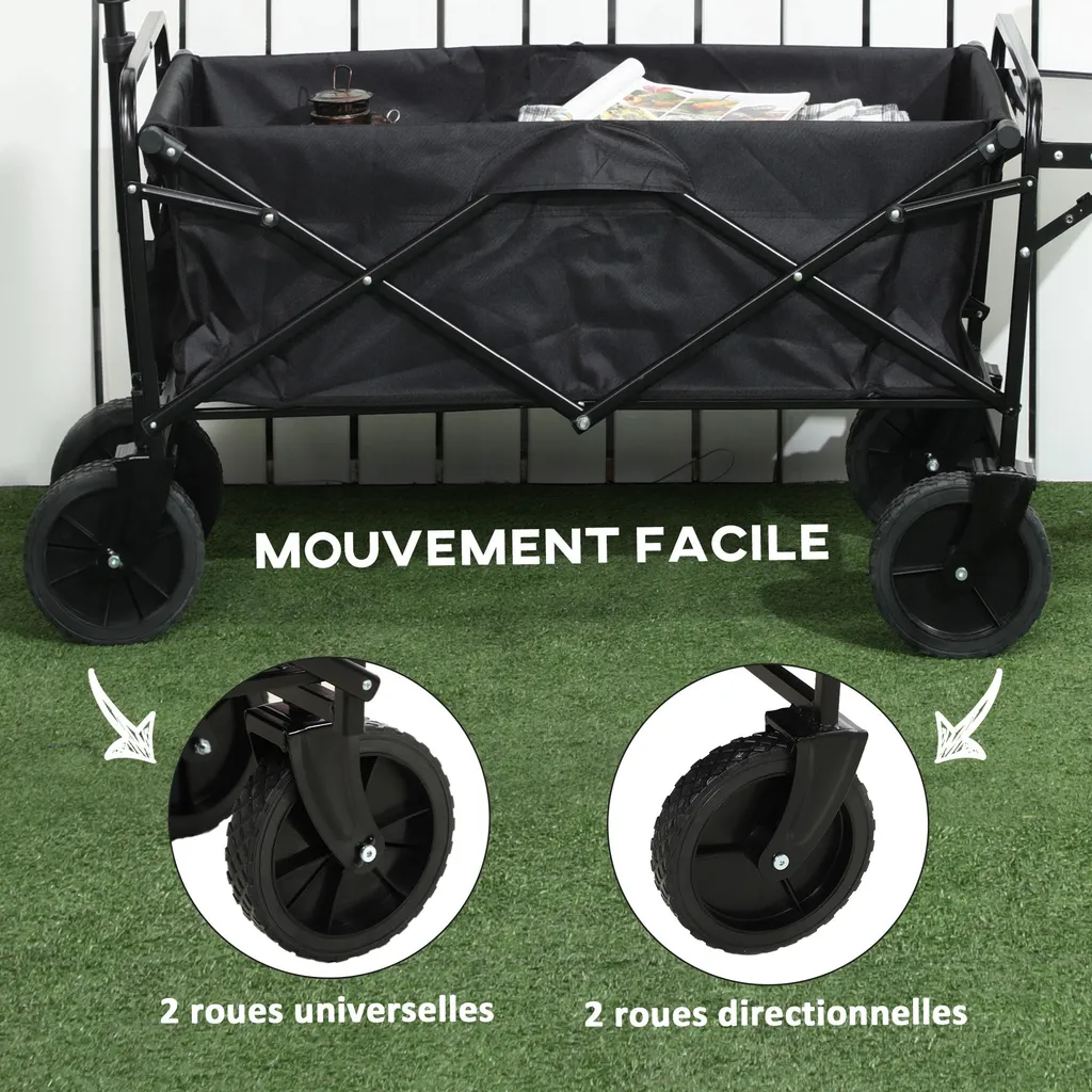 Chariot de Transport Pliable pour Éviter le Mal de Dos en Sortie