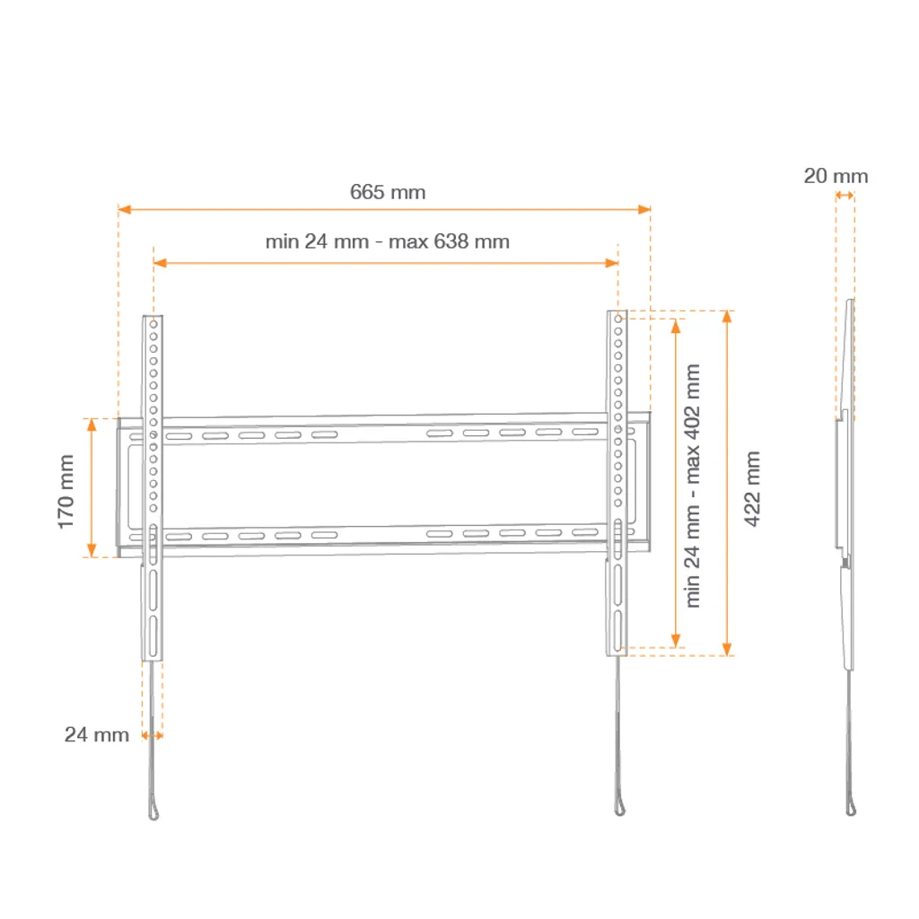 Support mural TV 55-70 pouces fixe KaorkaTV Starr en acier robuste