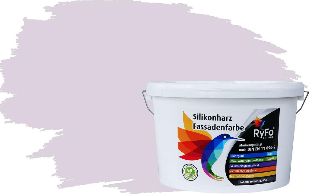 RyFo Colors Silikonharz Fassadenfarbe Lotuseffekt Trend Zartviolett 10l - bunte Fassadenfarbe, weitere Violett Farbtöne und Größen erhältlich, ...