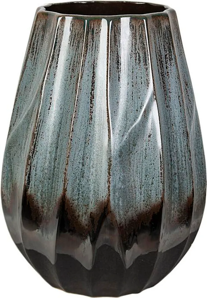 Vase Romimex Bleu Noir pour Décoration de Table et Salon en Céramique