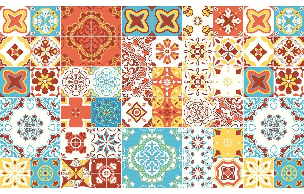 Selbstklebende Fliesenaufkleber für Küche und Bad – 60 Zementfliesenaufkleber, Azulejos Giulia Design – 60 Aufkleber, 20 x 20 cm