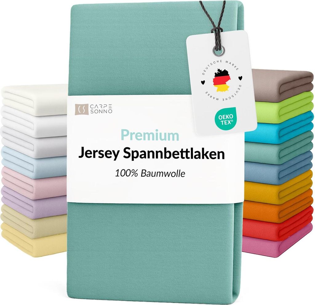 Mako Jersey Spannbettlaken 100x200 - 90x200 aus 100% Baumwolle Bettlaken Grün