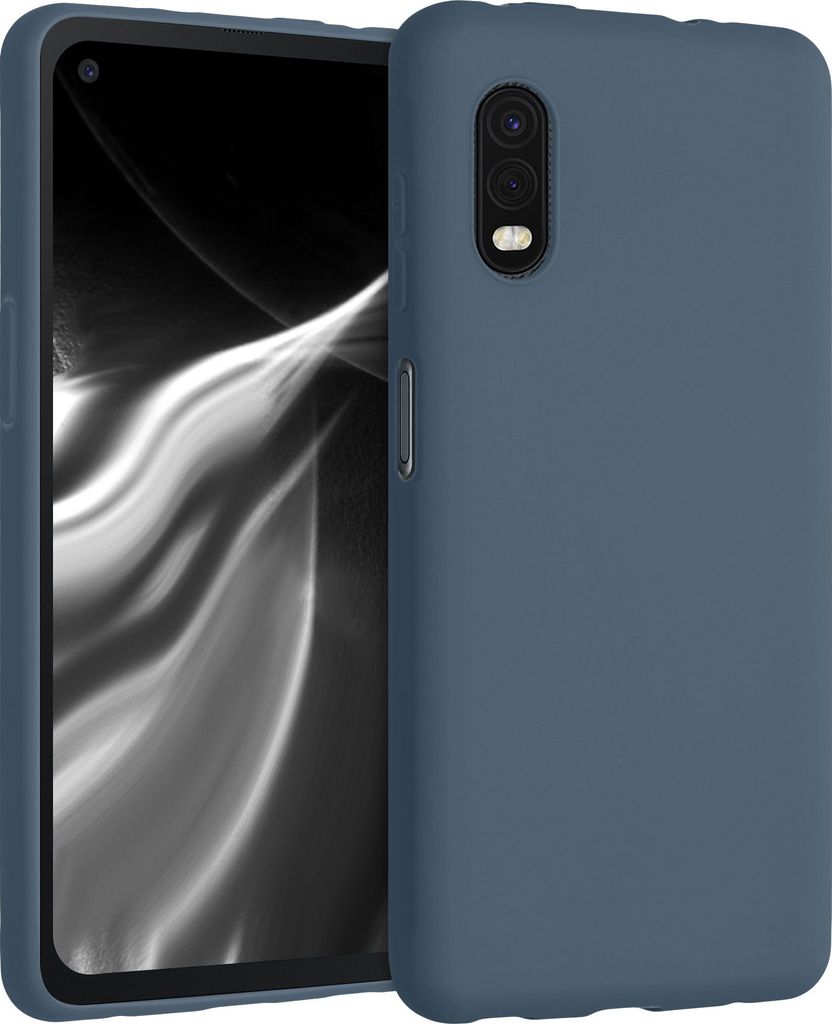 kwmobile Hülle kompatibel mit Samsung Galaxy Xcover Pro Hülle - weiches TPU Silikon Case - Cover geeignet für kabelloses Laden - Dunkler Schiefer