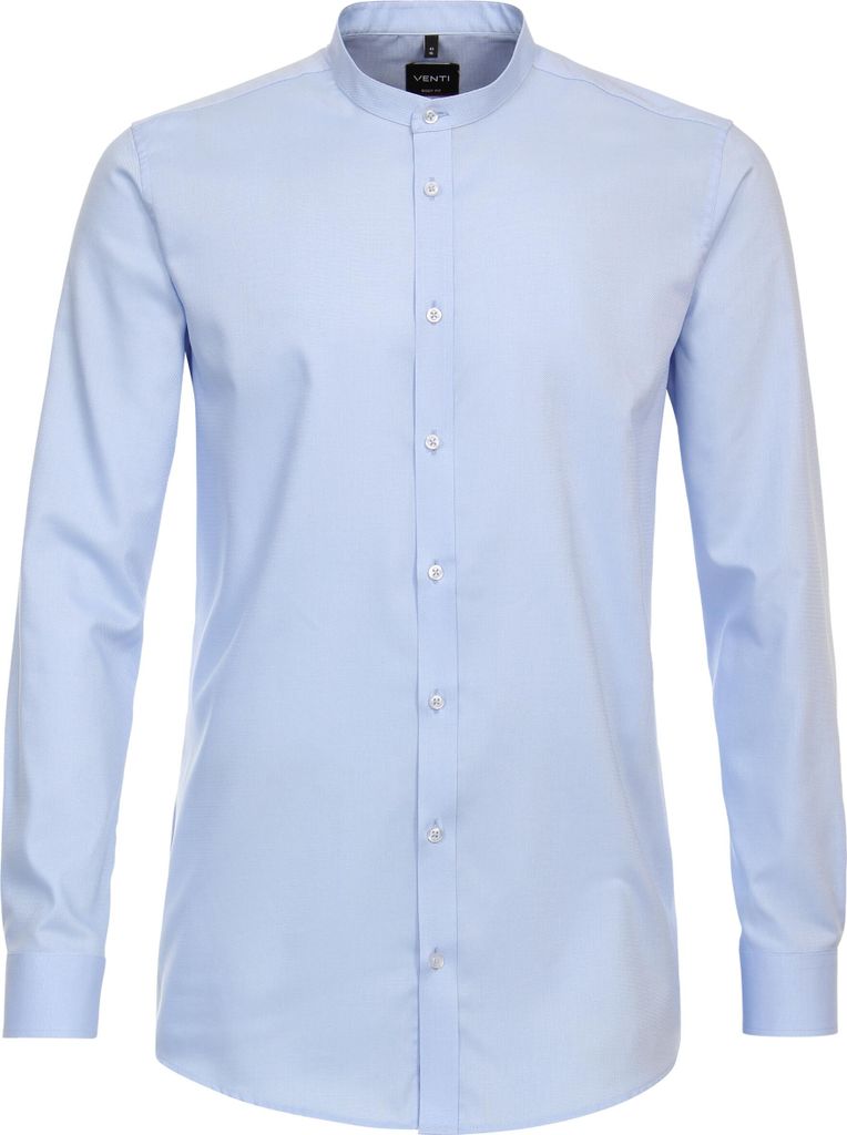 VENTI Herren Businesshemd Langarm Stehbund Body-Fit Hellblau 36
