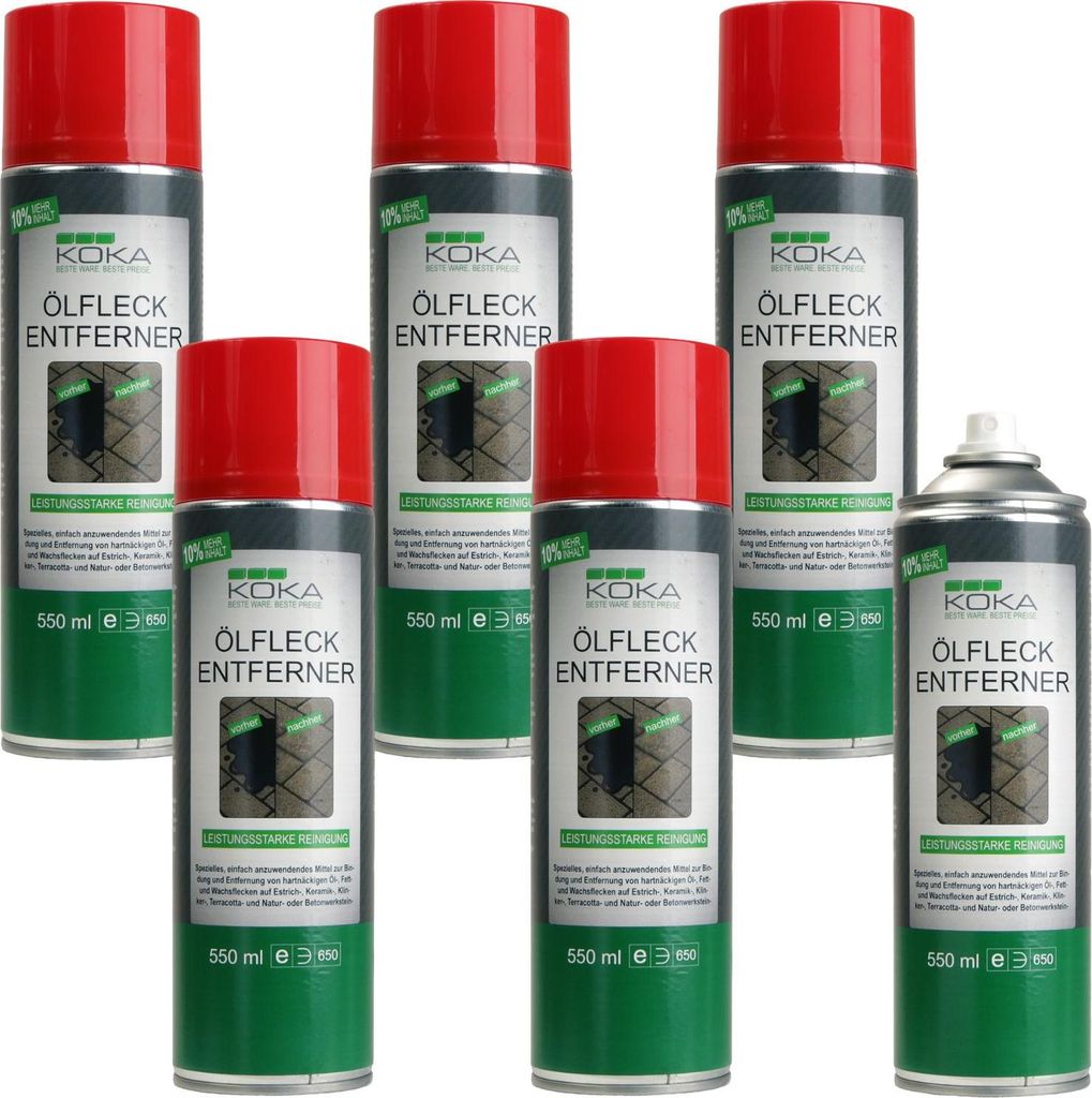 6x KOKA Ölfleck-Entferner Spray Öl Fleckentferner Bindemittel Ölfleckentferner