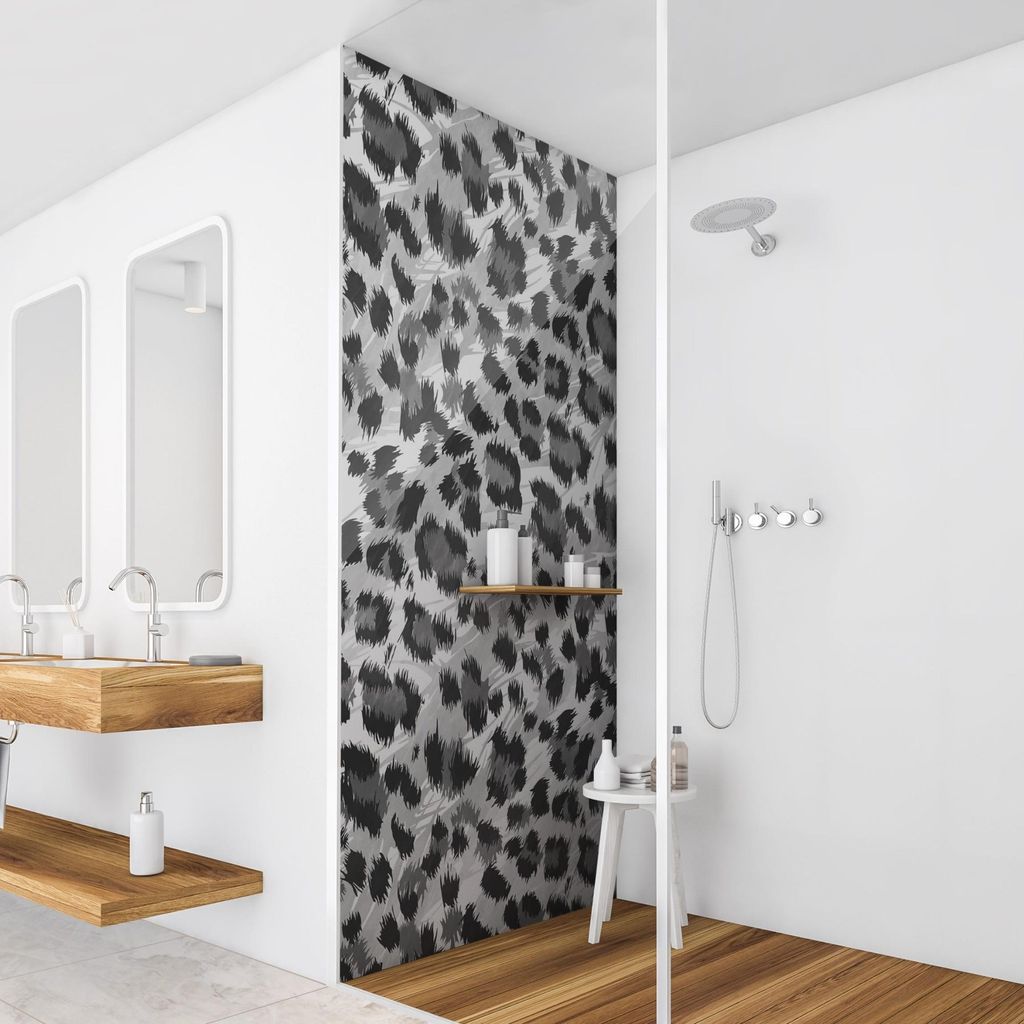Duschrückwand Tiere selbstklebend - 0.35 mm Wandpaneel wasserfest Katze grau Badrückwand fugenlos Smart matt 90x210 cm