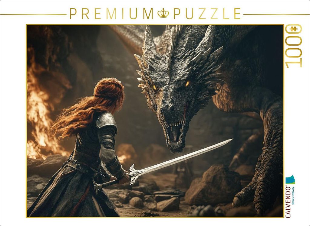 CALVENDO Puzzle Unter dem Schatten des Drachen | 1000 Teile Lege-Größe 64x48cm Foto-Puzzle für glückliche Stunden