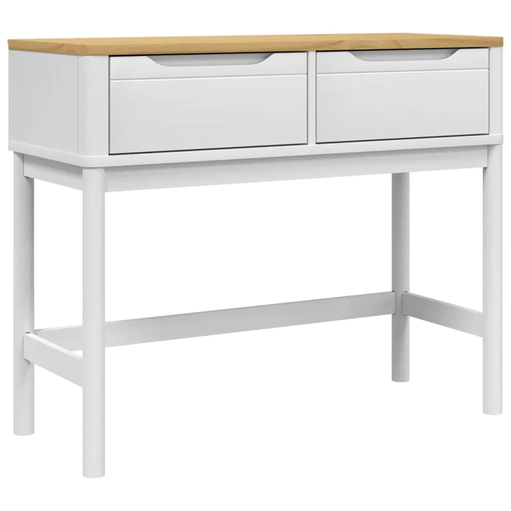 Consolle Bianca FLORO 89,5x36,5 cm - Mobile Ingresso Sottile Pino Vero